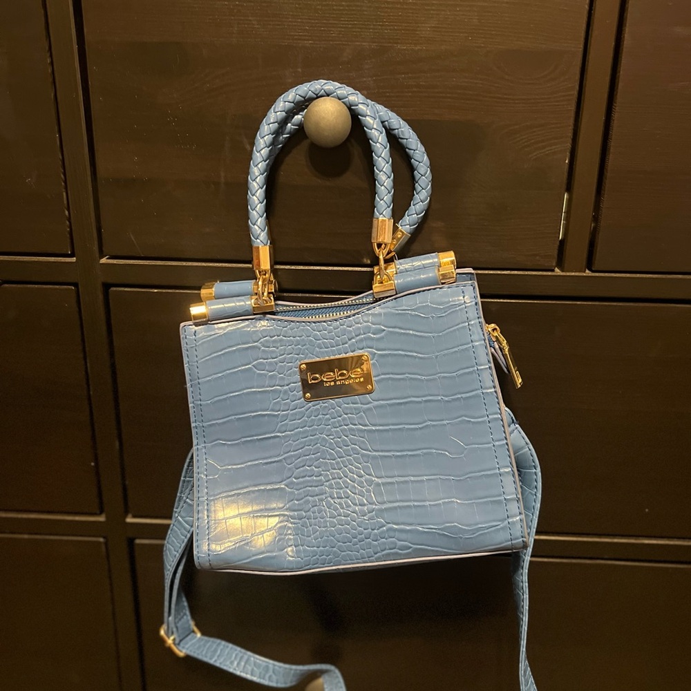Bebe Blue Croc-Embossed Handbag